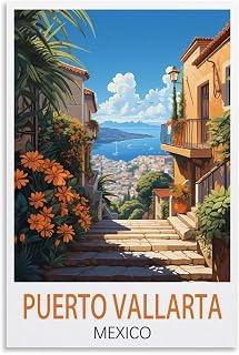 Puerto Vallarta Mexico Vintage Travel Posters Landscape 12x18inch(30x45cm) Canvas Art Posters Painting Pictures Wall Art Prints, Wall Decor for Bedroom