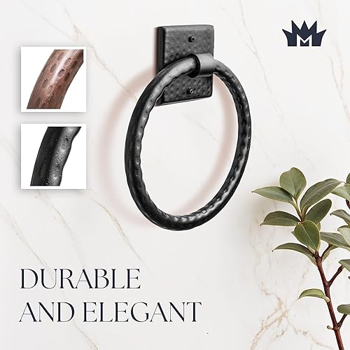Miniatura 2 de Monarch Abode Toallero de mano de metal para pared de baño, soporte de pared de metal para toalla de mano, soporte de anillo de toalla redondo de 7