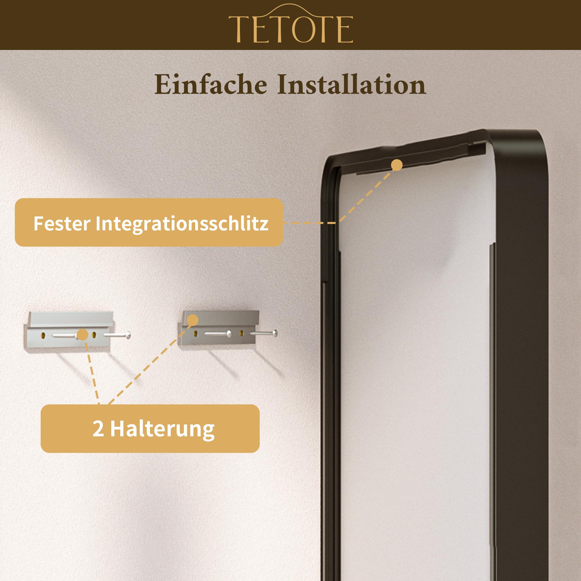 TETOTE 50x75cm Wandspiegel Schwarz Ohne Beleuchtung, Rechteckig Badspiegel mit Runder Ecke, Metallrahmen Badezimmer Spiegel für Waschbecken, Gehärtetes Glas Dekorative Spiegel