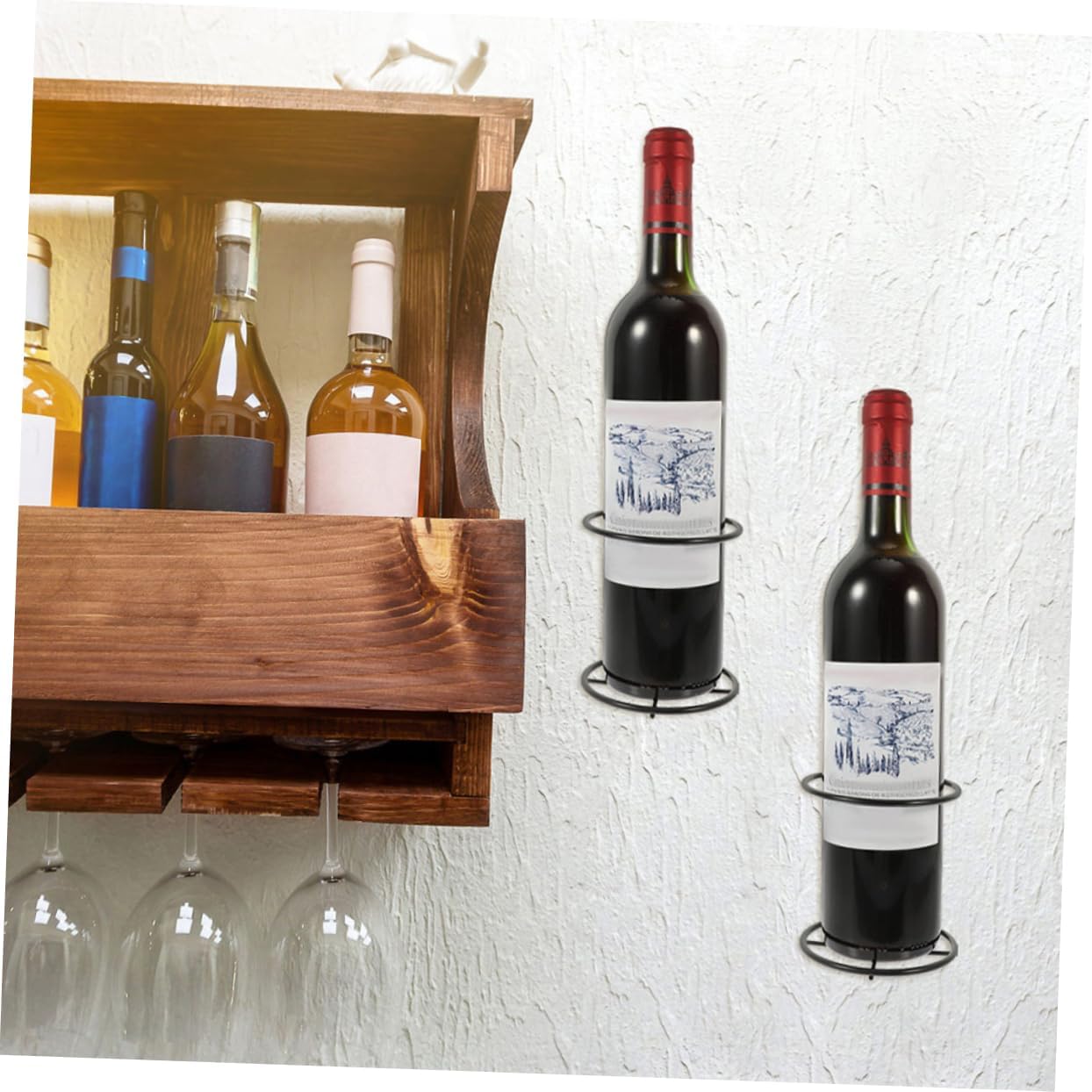 Cabilock 8pcs Wall Mounted Wine Rack Sturdy Wine Holder for Display Storage Practical Organizer for Home Decor Easy to Clean for Dining Room Bar