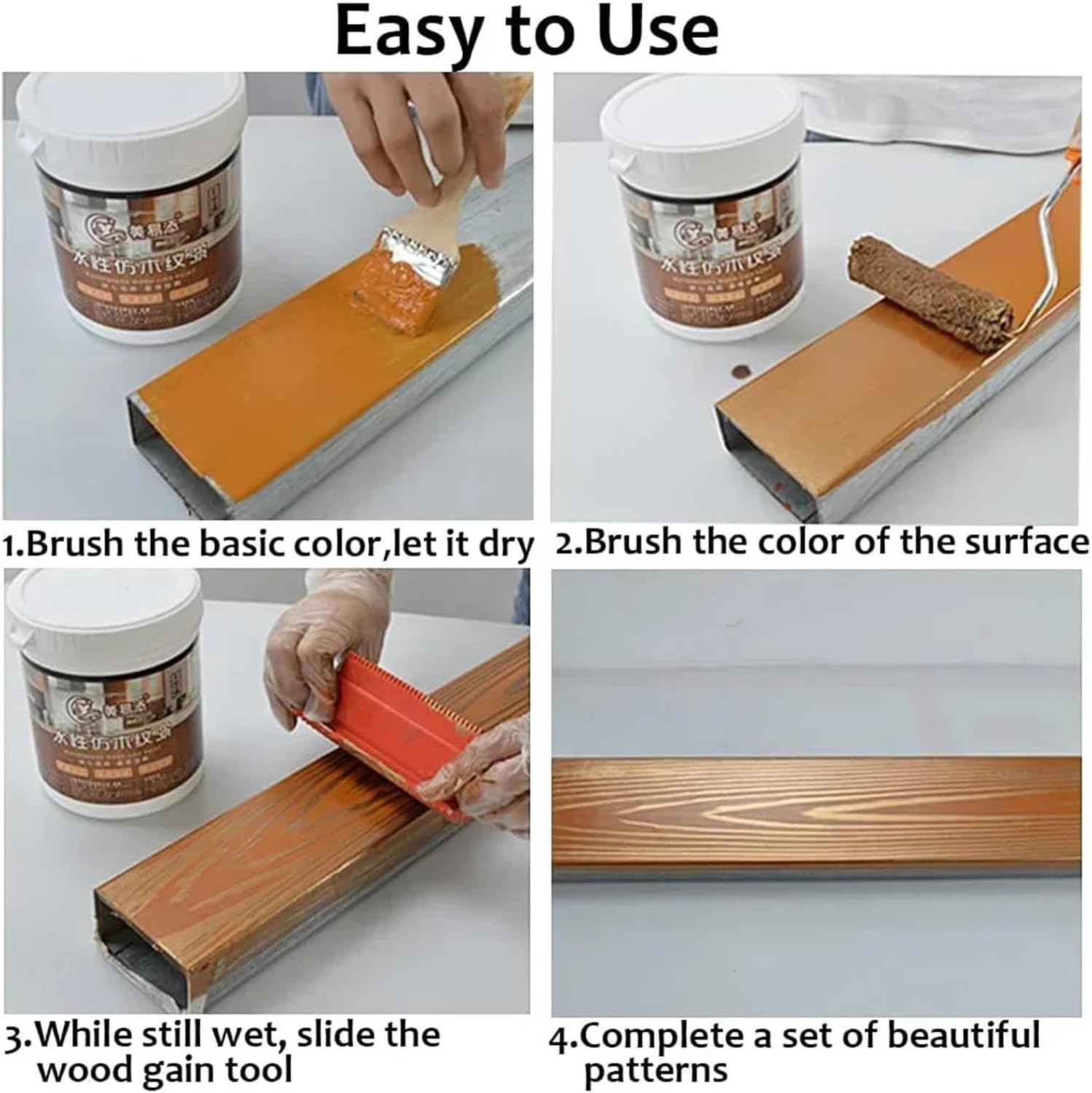 Grain Painting Tools 8pcs Texture DIY Paint Rubber Roller Brush Pattern for Wall Room Home Yard Garden Decoration Painting Tools(4inch)
