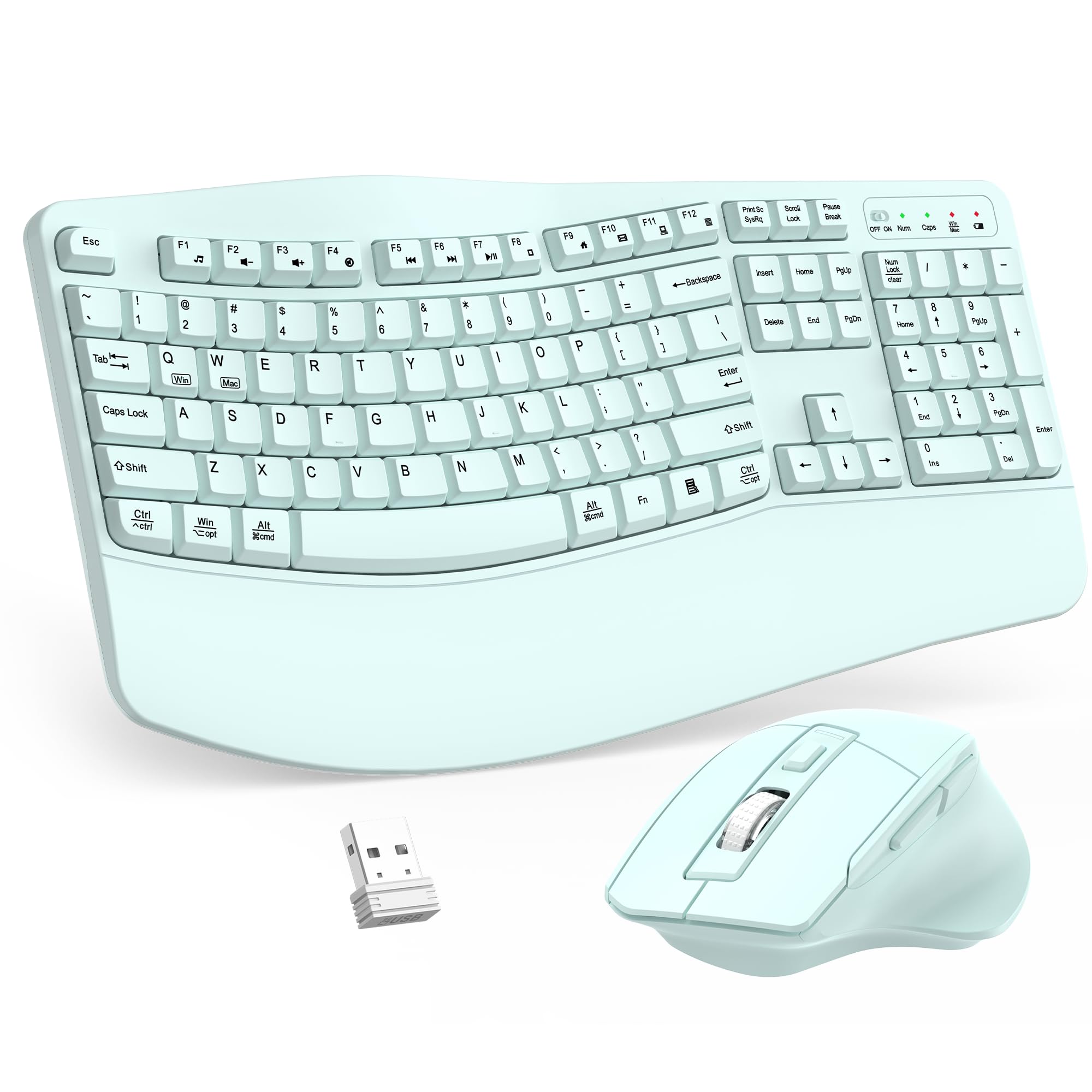 Tastiera e mouse wireless (verde menta)