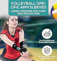 Vista 2 de HiRui Mangas de brazo de voleibol, mangas para antebrazo, con almohadillas de protección y orificio para el pulgar para niños, jóvenes, mujeres