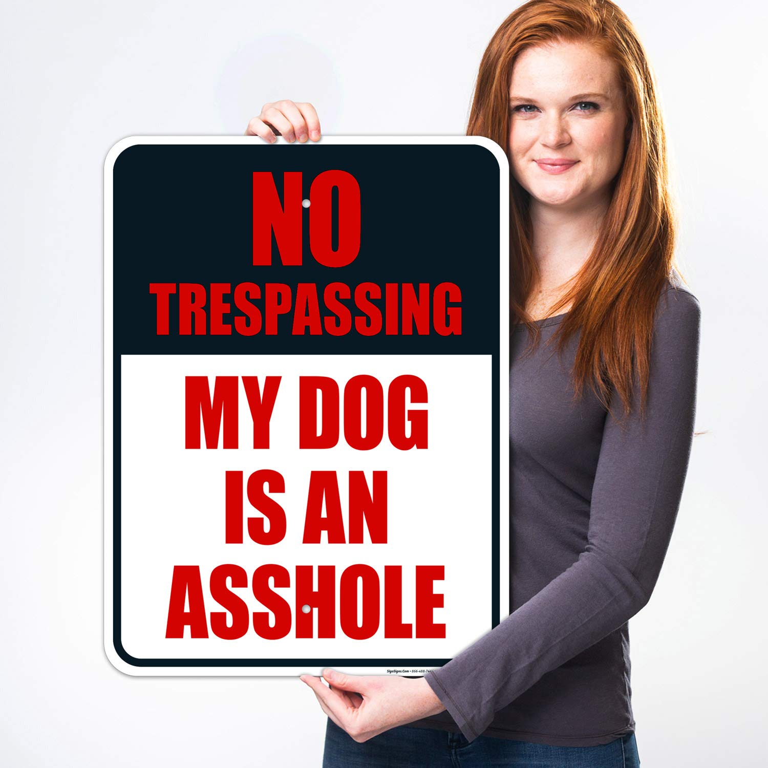 No Trespassing My Dog is an Asshole Sign, 18x24 Inches, Rust Free .063 Aluminum, Fade Resistant, Indoor/Outdoor Use, Made in USA