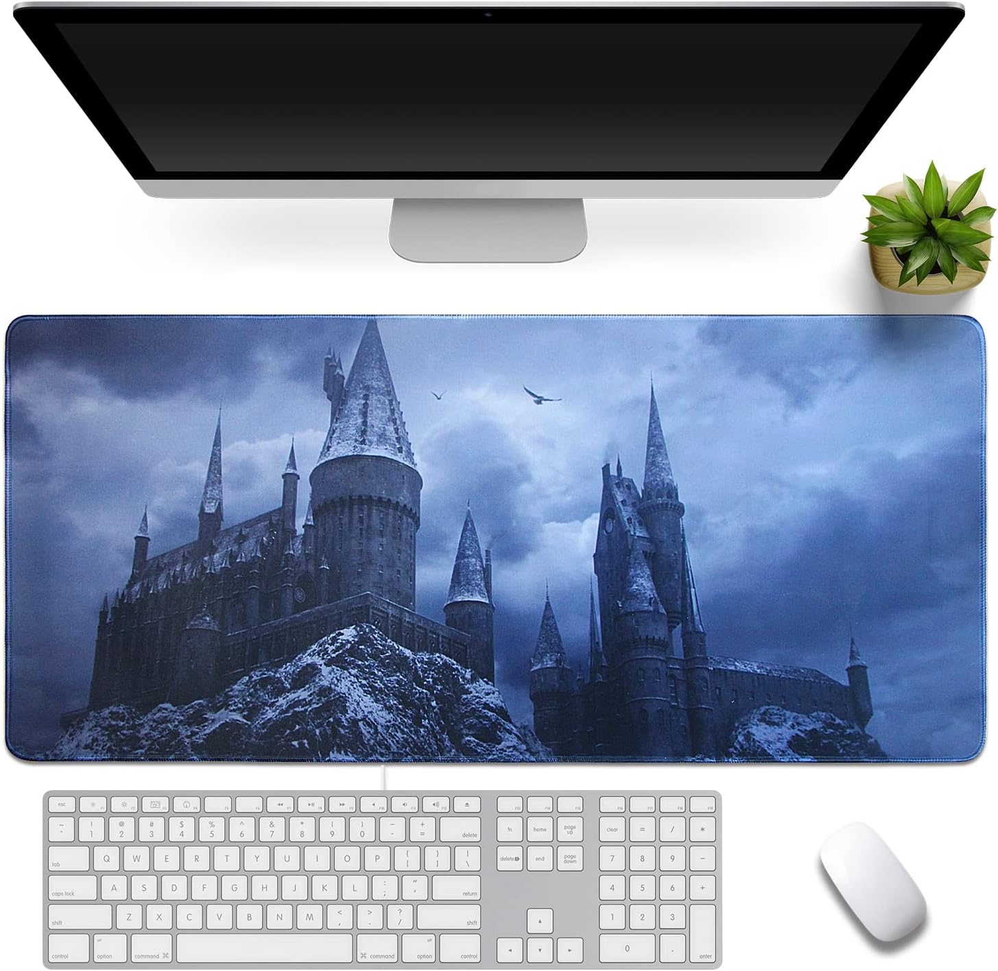 【3 Sizes】Hog Warts Castle Mouse Pad Extended Gaming Mouse Pad Gifts Large Non-Slip Rubber Base Mousepad Waterproof Keyboard Mouse Mat Desk Pad for Work Game Office Home - 39.5"L*16.8"W