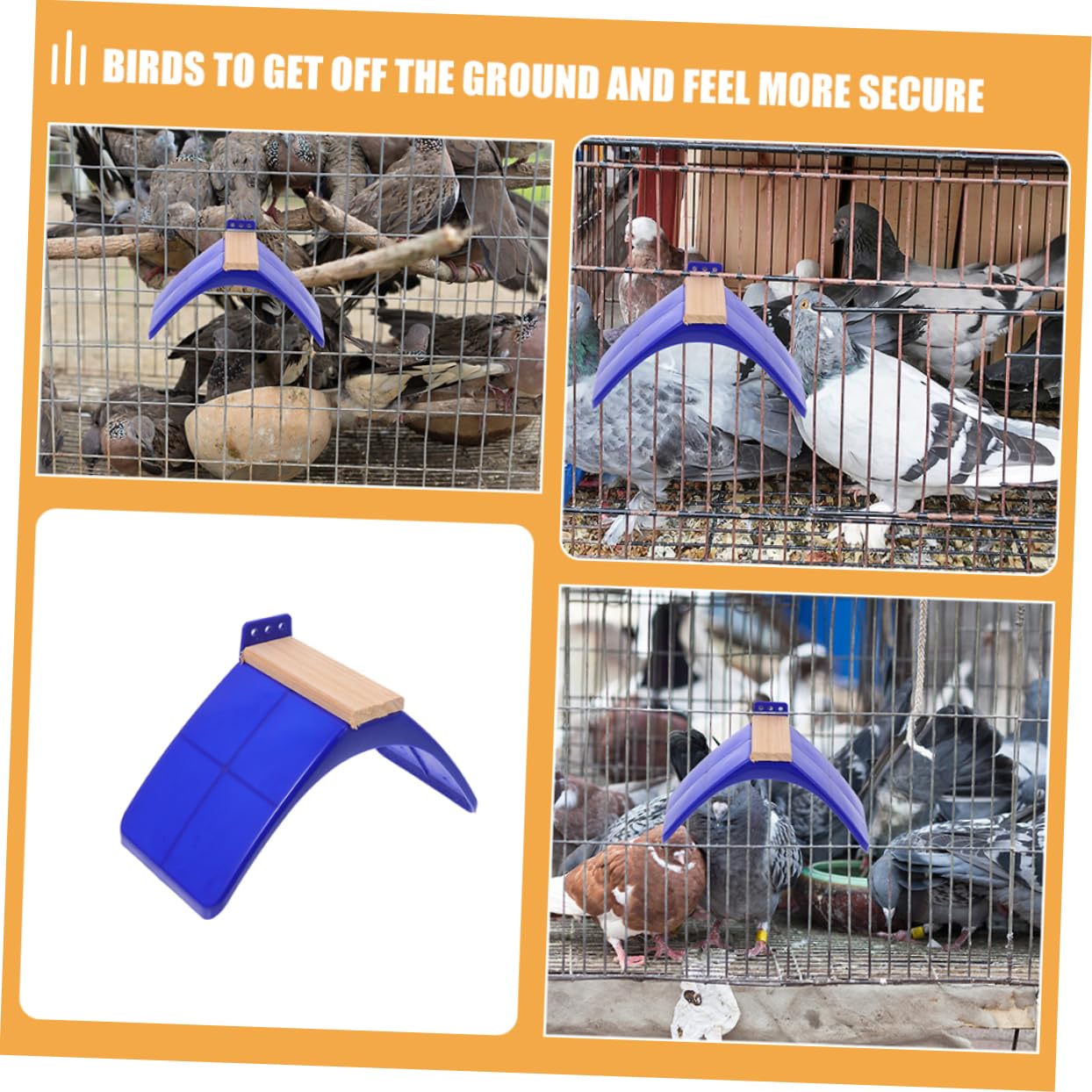 Support pour Oiseaux Perchoir Bleu Lot de 10 en Bois et PP