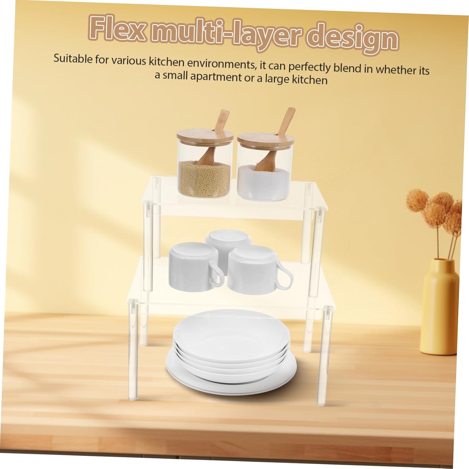 4個 キッチンスパイスラック スパイスシェルフオーガナイザー キ