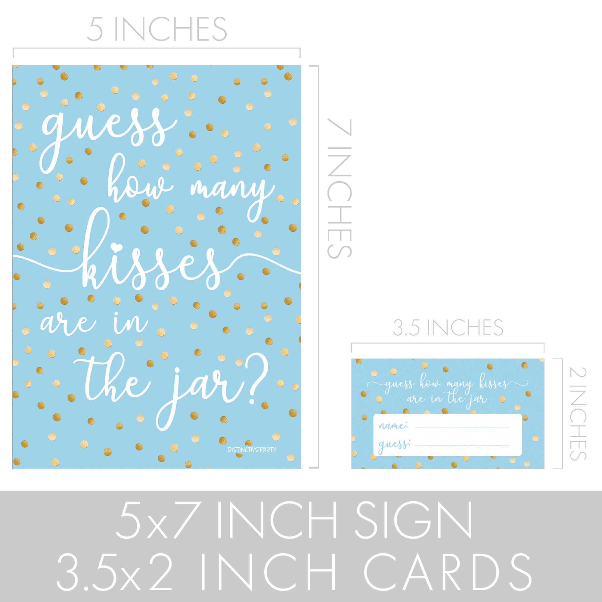 Guess How Many Kisses In The Jar Game - Floral Bridal Shower & Party Game With Sign & 30 Cards - View #7