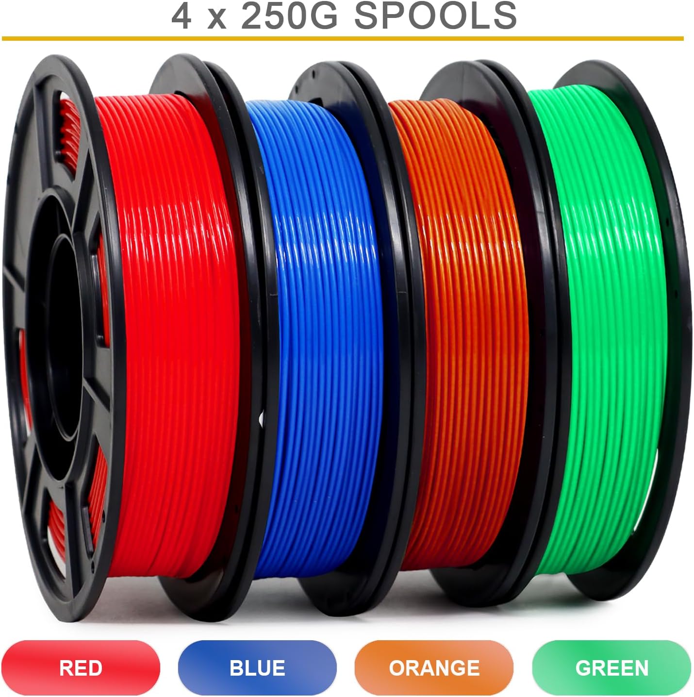 RepRapper PLA Plus Filament, Multicolor PLA+ Sample Pack, Modify PLA 3D Printer Filament, 1.75MM 3D Printing Filamentfor for 3D Printer, 250g*4