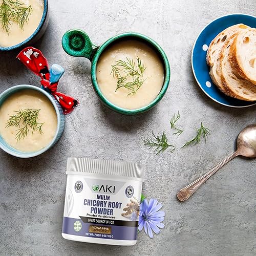 Miniatura 5 de AKI - Polvo de raíz de achicoria de inulina, ideal en fibra y nutrientes, ayuda a aumentar el nivel de rendimiento, se utiliza en café, batidos,