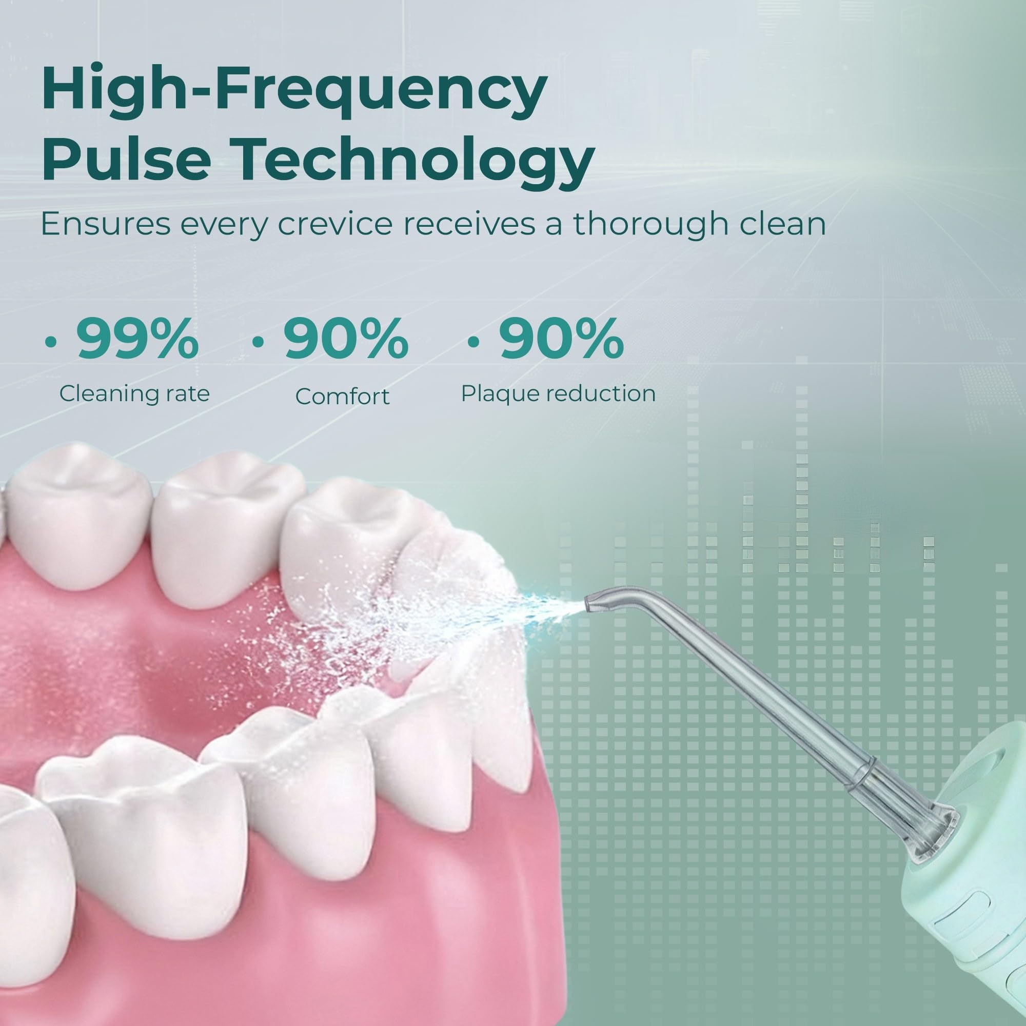 BarberBoss Hydropulseur voyage, hydropulseur poche avec 3 réglages de pression, 6 embouts (3 standard, orthodontique, parodontal, nettoyeur langue), irrigateur buccal portable sans fil, QR-7115 (vert)