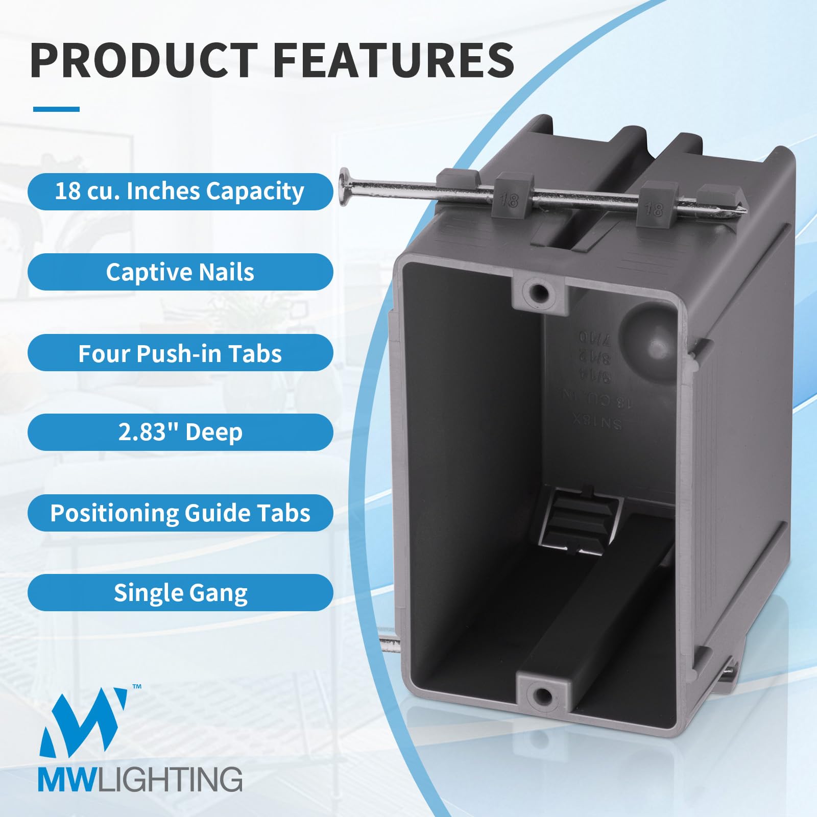 1-Gang PVC Electrical Boxes - 50 Pack, UL Listed -2