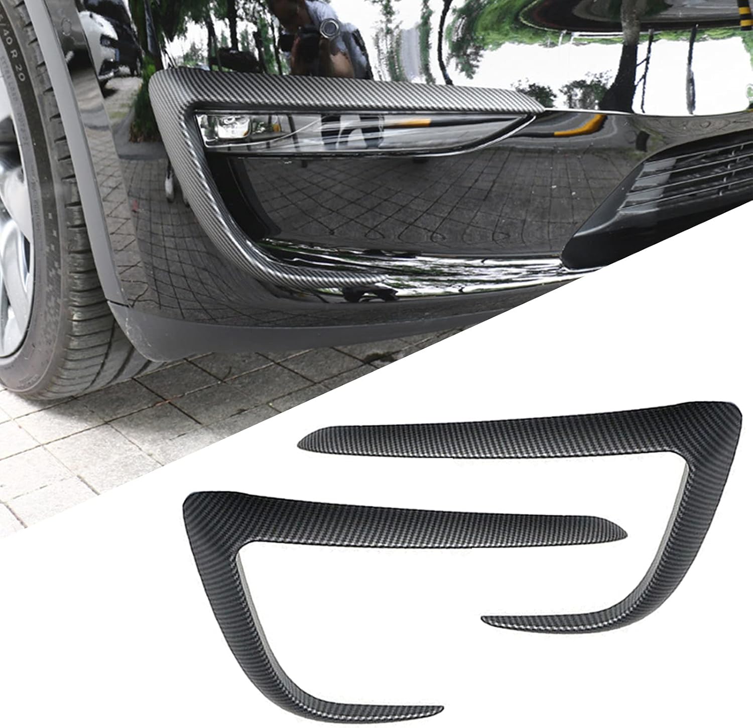 for Tesla Model Y Front Fog Light Trim Cover Fog Lamp Frame Blade Trim Eyebrow Spoiler for Tesla Model Y 2019 2020 2021 2022 2023 2024 (Black)