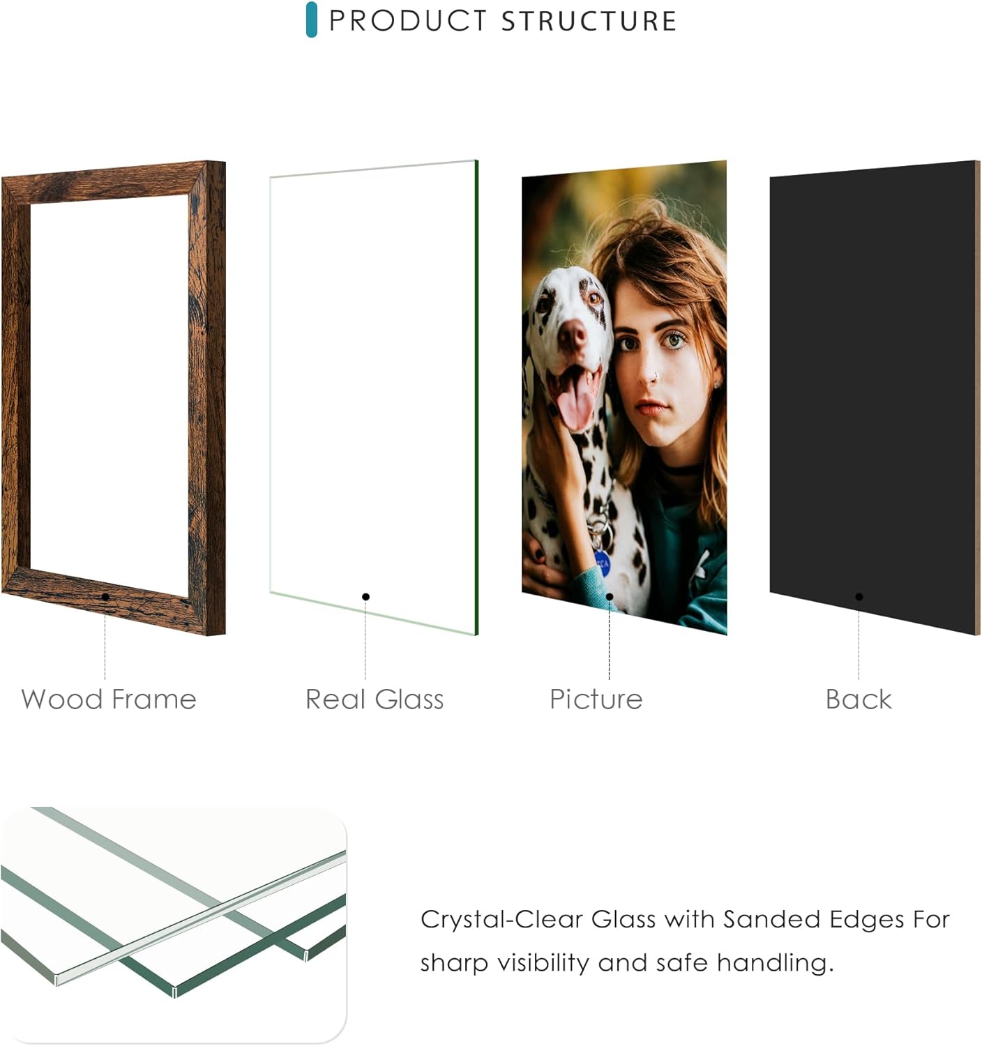 4x6 Collage Picture Frames, 12-Pack Solid Wood Photo Frame, Picture Frames Collage Wall Decor, Set with Glass Front, Assembly Required, Brown - Image 3