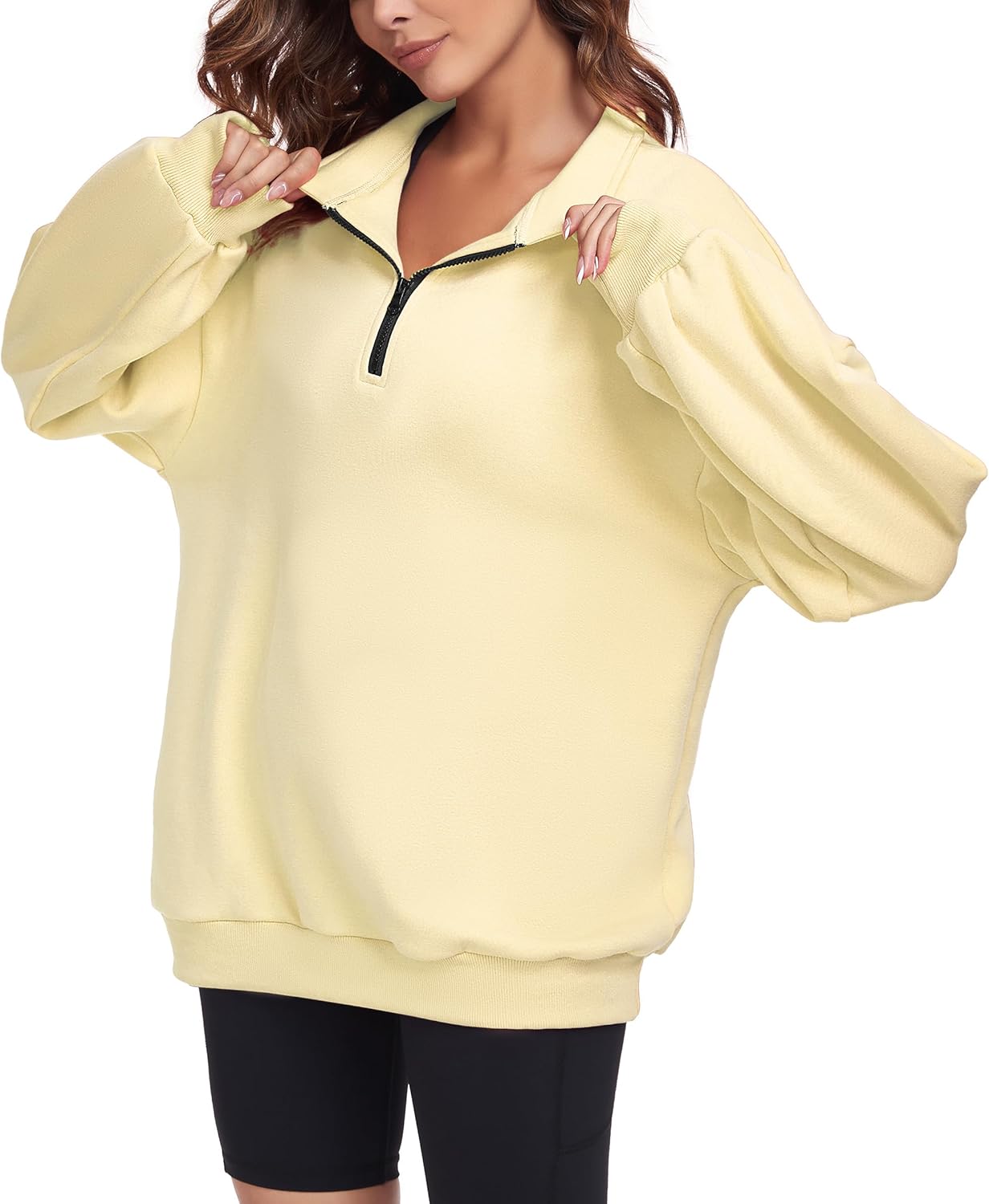 Oversized Sweatshirt for Womens Half Zip Pullover Top Casual Long Sleeve Fleece Sweatshirt - Image 6