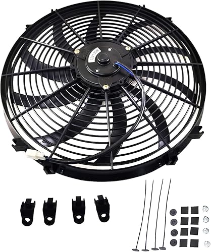 Miniatura 6 de KUUHLERSAT Kit de montaje de ventilador de 16 pulgadas 12 V 120 W universal delgado ventilador de empuje eléctrico de refrigeración termocurvada,