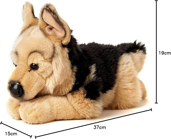 Uni-Toys - German Shepherd, Lying Down - 37 cm (Length) - Plush Dog, Pet - Plush Toy, Cuddly Toy