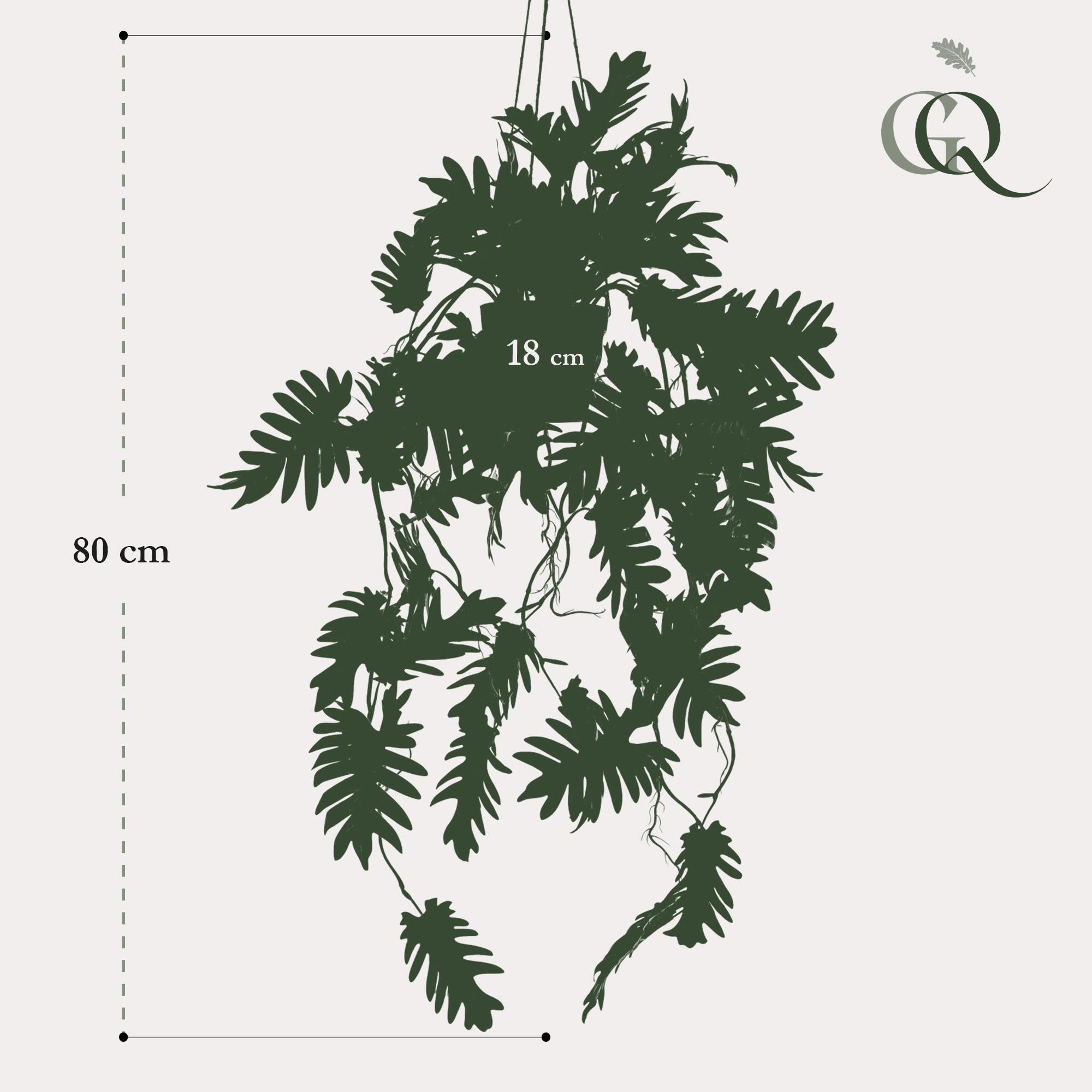 Pianta Artificiale Sospesa Philodendron, per Interno, Verde, 80 cm