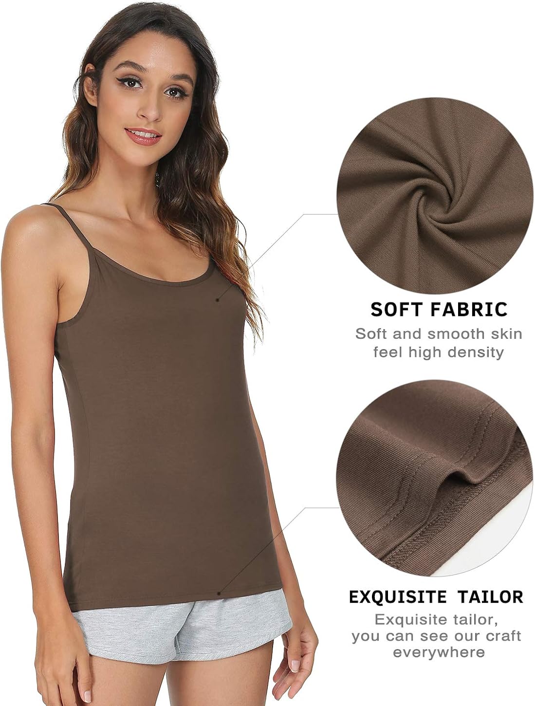 Vislivin Women's Basic Solid Camisole Adjustable Spaghetti Strap Tank Top at  Women’s Clothing store