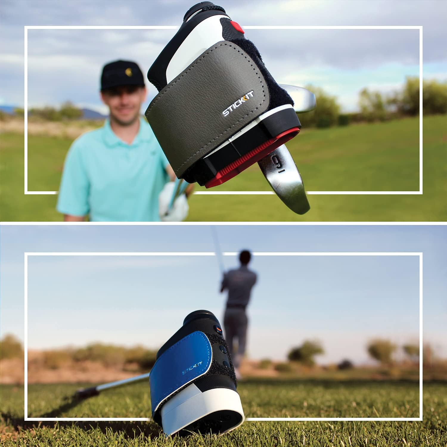 STICKIT Magnetic Rangefinder Strap | Strong Magnet Securely Holds to Golf Carts and Golf Clubs for Easy Access | Slim, Form Fitting, Size Adjustable