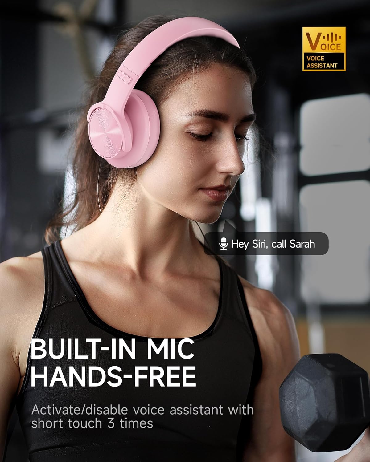 Picun B8 Headphones Wireless Bluetooth, 120H Bluetooth Headphone Over Ear with 3EQ Music Modes, Hands-Free Calls, Deep Bass Headphones for Travel Home Office Cellphone PC (Pink) - Image 2