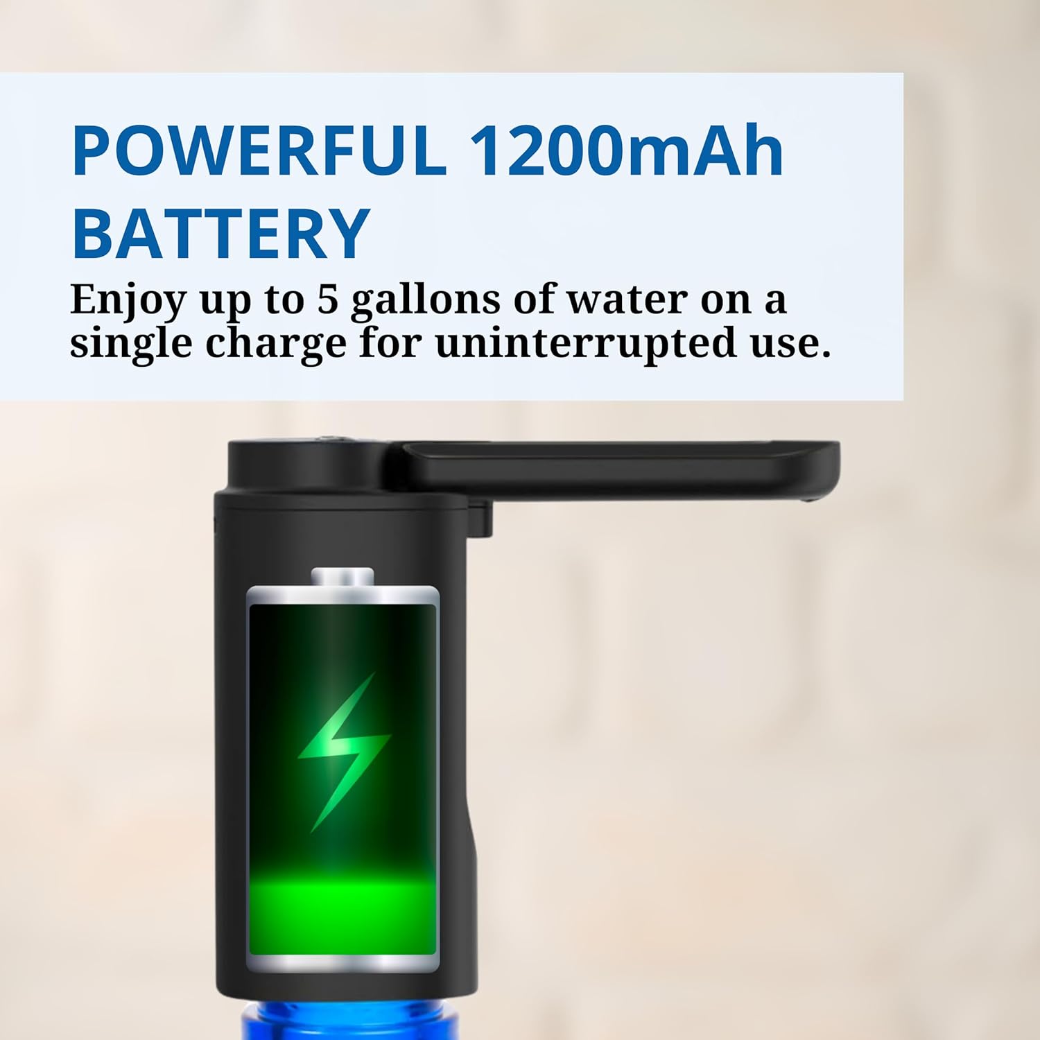 Image showing the water pump dispenser fitting various bottle sizes from 1.5 to 5 gallons
