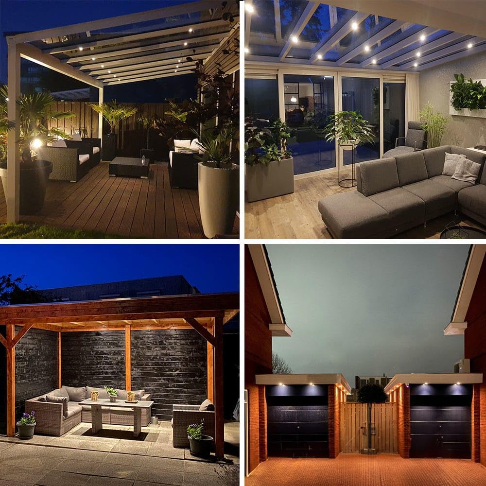 HOFTRONIC - Einbaustrahler Feuchtraum Badezimmer 12V Terrassenüberdachung IP44 Wasserdicht | 6x3W | 6x200 Lumen Warmweiß lichtfarbe Dimmbar Schwenkbar Flach RF-Fernbedienung 3W Mini LED Einbaustrahler