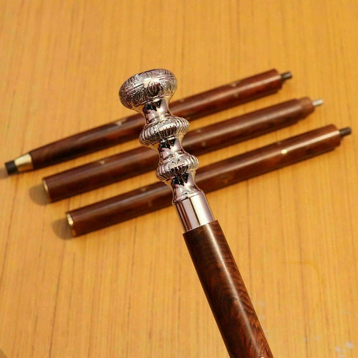 Solid Golden Pillar Head Handle Stick Walking Vintage Antique Wooden Walking Stick Cane Brass Nautical Walking Stick Gift for Senior by Maa Vaishno Nautical Store. : Clothing, Shoes & Jewelry