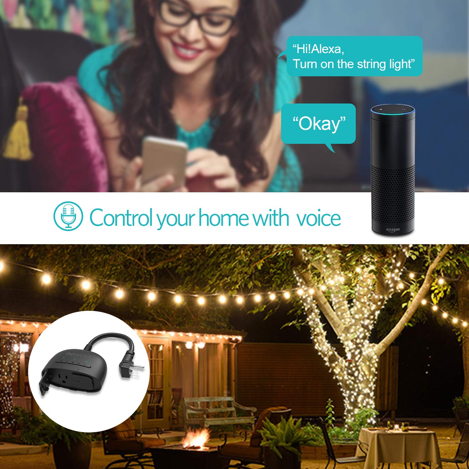 Lіmіtеd Stосk OOWOLF Outdoor Smart Plug with 2 Sockets, IP64 Waterproof WiFi Outlet Compatible with Alexa and Google Home, Wireless Remote Control/Timer by Smart Phone, Individual Control, 2.4 GHz Network, Black 80% оƒƒ Dіѕсоunt OOWOLF Outdoor Smart Plug with 2 Sockets, IP64 Waterproof WiFi Outlet Compatible with Alexa and Google Home, Wireless Remote Control/Timer by Smart Phone, Individual Control, 2.4 GHz Network, Black