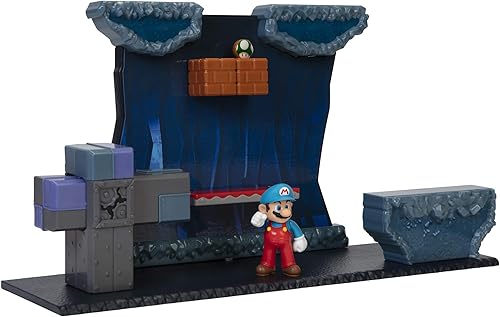Miniatura 2 de Juego subterráneo SUPER MARIO con figura de acción Ice Mario incluye 2 piezas de entorno interactivas, verde