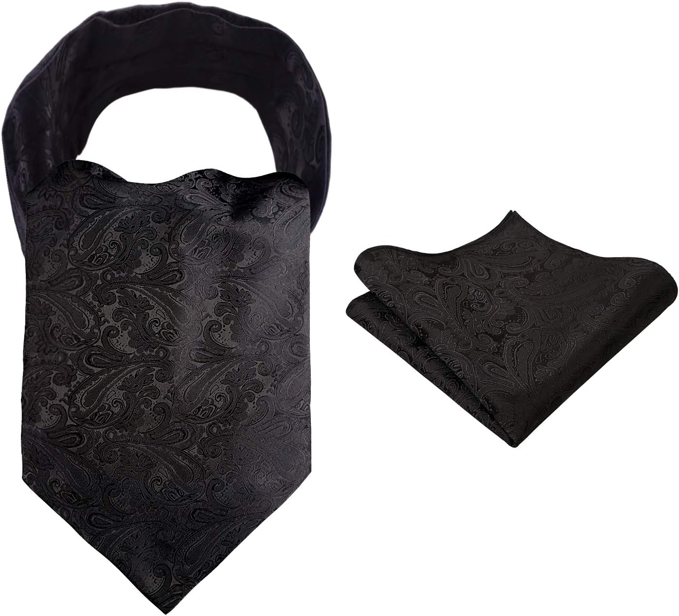 Mens Self-tied Cravat Tie Ascot and Pocket Square Set