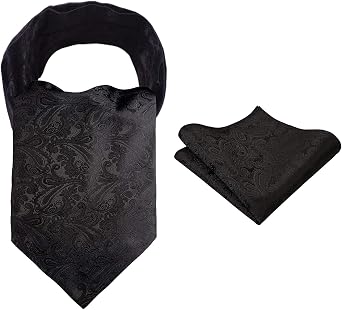 Alizeal Mens Self-tied Cravat Tie Ascot and Pocket Square Set