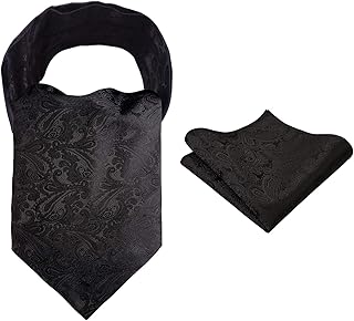 Mens Self-tied Cravat Tie Ascot and Pocket Square Set