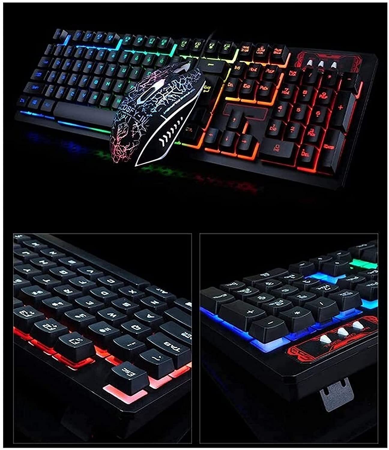 Tastiera da Gioco e Mouse Combo, USB Cablata PORTATO Topo di Gioco della retroilluminazione e Tastiera per Laptop PC Computer Gaming e Lavoro