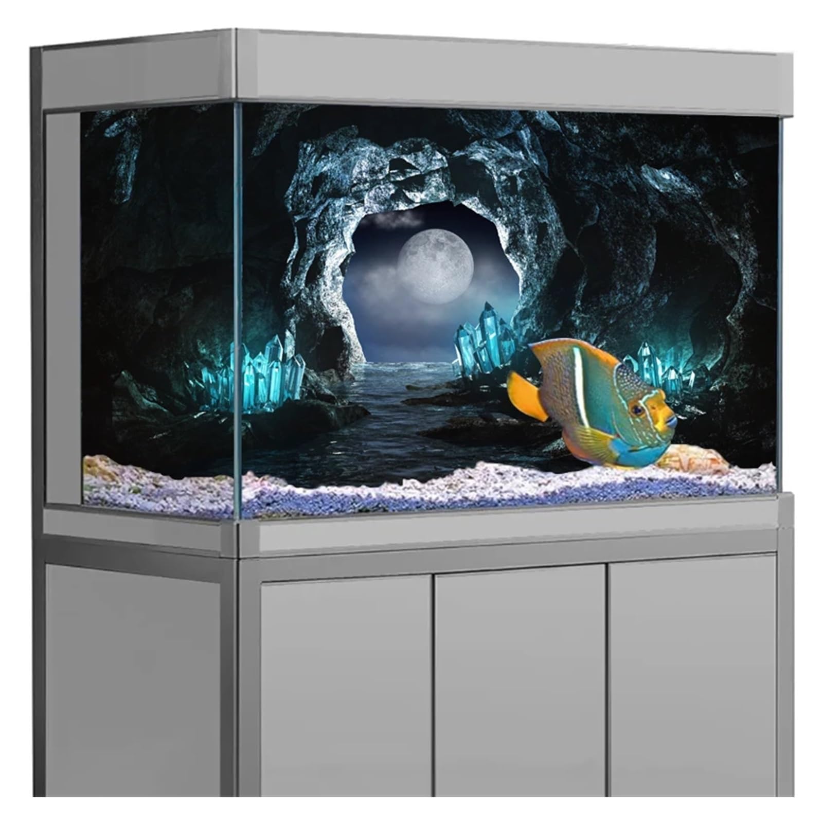 Aquarium Rückwand Aquarium Hintergrund Aufkleber Cave Kristall Poster Fisch Tank Dekoration Selbst Klebe Tapete(41x 122cm)