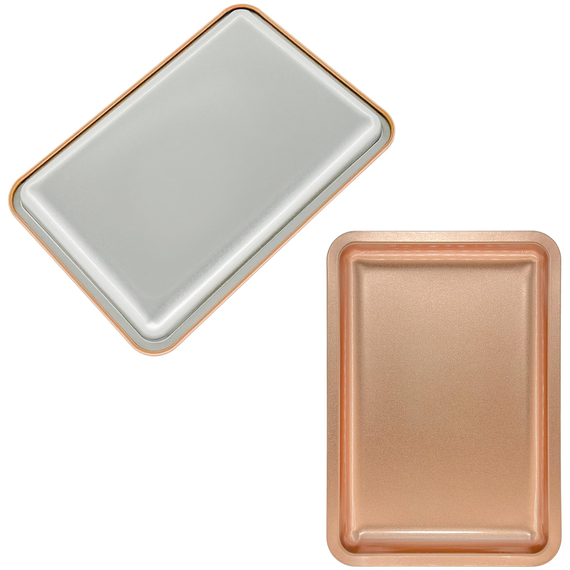 2 PCS Stainless Steel Square Trays,Trinket Serving Trays (Gold) - Image 2