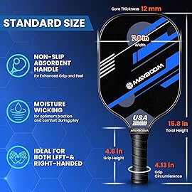 Pickleball Paddles Set of 2 or 4, USAPA Approved Pickleball Set with 4 Pickleball Balls and Pickleball Bag, Fiberglass Pickle Ball Rackets 2 Pack for Beginner(4setPower)