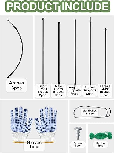 Miniatura 9 de Kalolary - Enrejado de jardín de 6 x 3 pies para plantas trepadoras, enrejado de cultivo de pepino de jardín con marco A a prueba de óxido, soporte