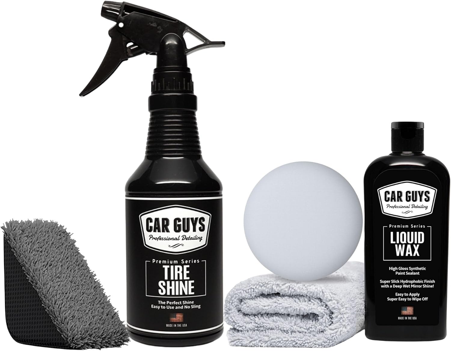 CAR GUYS Car Detailing Kit | Liquid Wax 8 Oz & Tire Shine 18 Oz