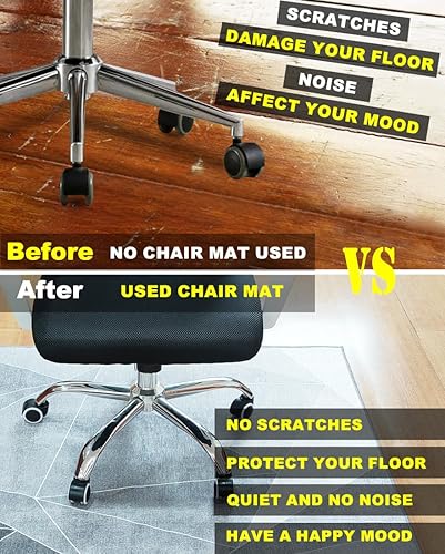 Miniatura 26 de Tapete para silla de oficina para suelo de madera dura, 48 x 60 pulgadas, tapete de oficina con ruedas de alta calidad, tapete antideslizante