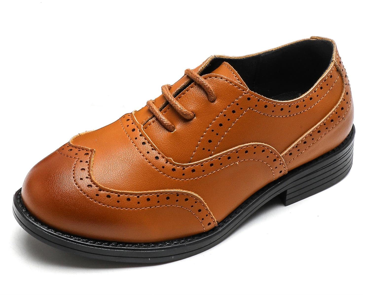 PPXID Garçon Fille Mixte Enfant Ecole Cuir Oxford Chaussures de Ville à Lacets Confortable pour Mariage Costume