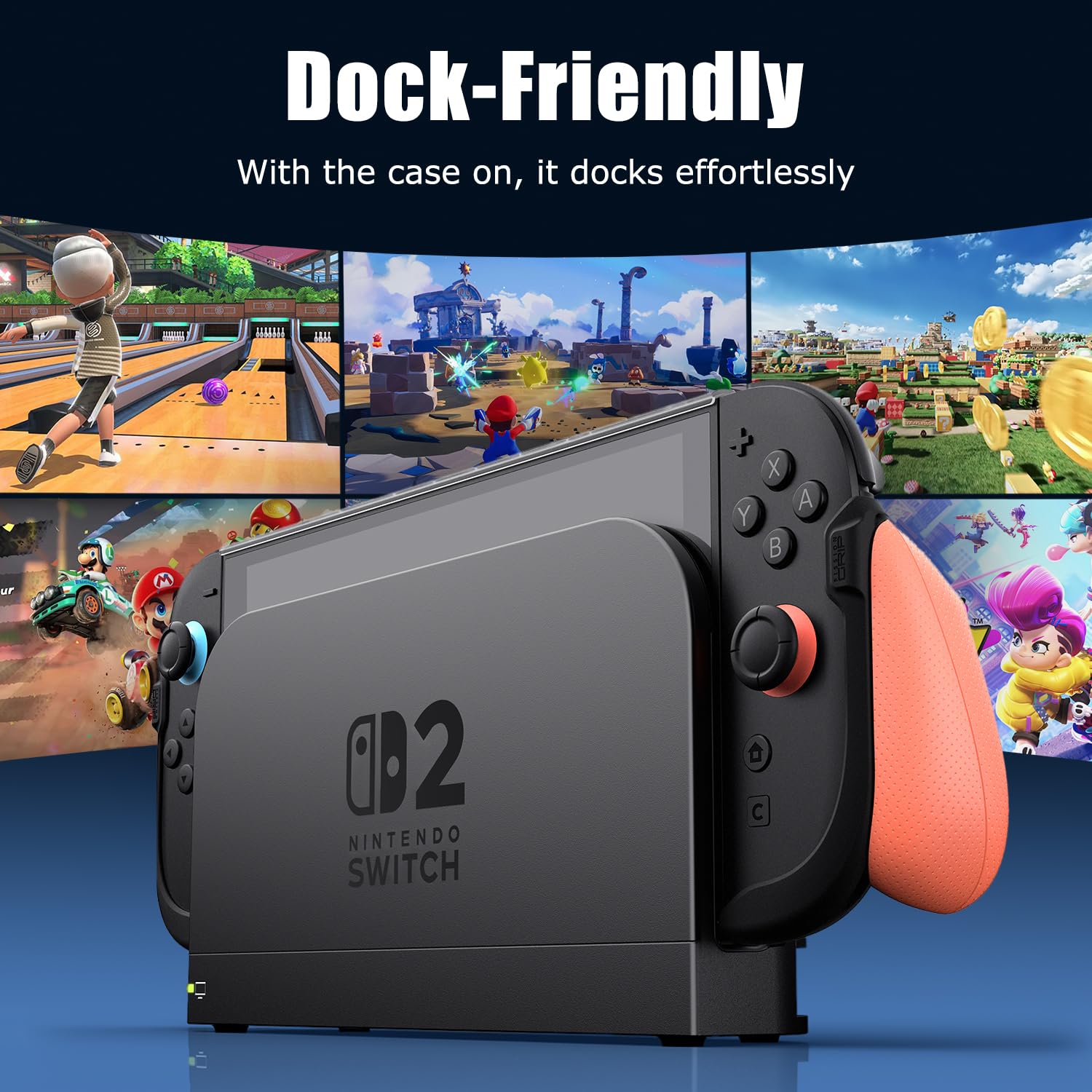 Savage Raven by Skull & Co. FissionGrip: Dockable Split Protective Case for Nintendo Switch 2 (2025), Slim PC Shell with Detachable Grip Cover- Neon Blue & Red