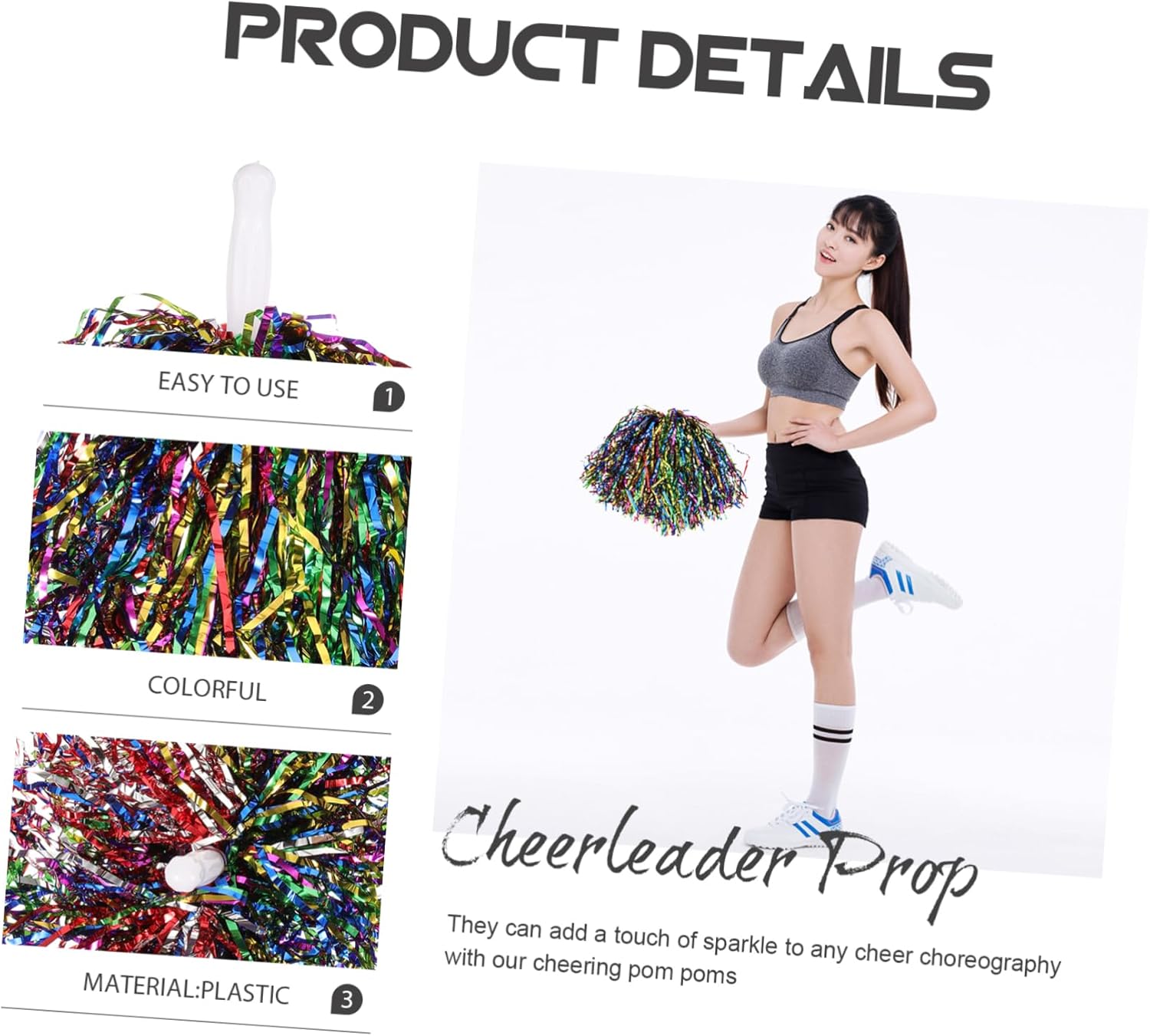 VICASKY Reusable Cheerleader Pom Poms Cheering Props for Sports Events Vibrant Outdoor Cheerleading Accessories