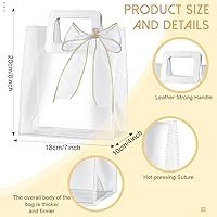 Vista 3 de PerKoop 48 bolsas de regalo transparentes con asas, bolsa de regalo de PVC transparente, bolsas de regalo reutilizables resistentes con 10 rollos
