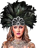 Vista 1 de HOMELEX Tocado de plumas negras para mujer, accesorios de carnaval caribeño