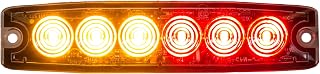 Buyers Products 8892206 5 Inch Amber and Red LED Strobe Light, Ultra‑Thin Surface Mount Warning Light, 6 LEDs, 23 Flash Patterns, Aluminum Housing, IPX8 Waterproof, for Trucks and Utility Vehicles