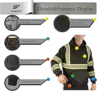 Vista 52 de sesafety Sudadera de seguridad de alta visibilidad para hombre, sudadera con capucha reflectante con cremallera clase 3, sudadera con capucha
