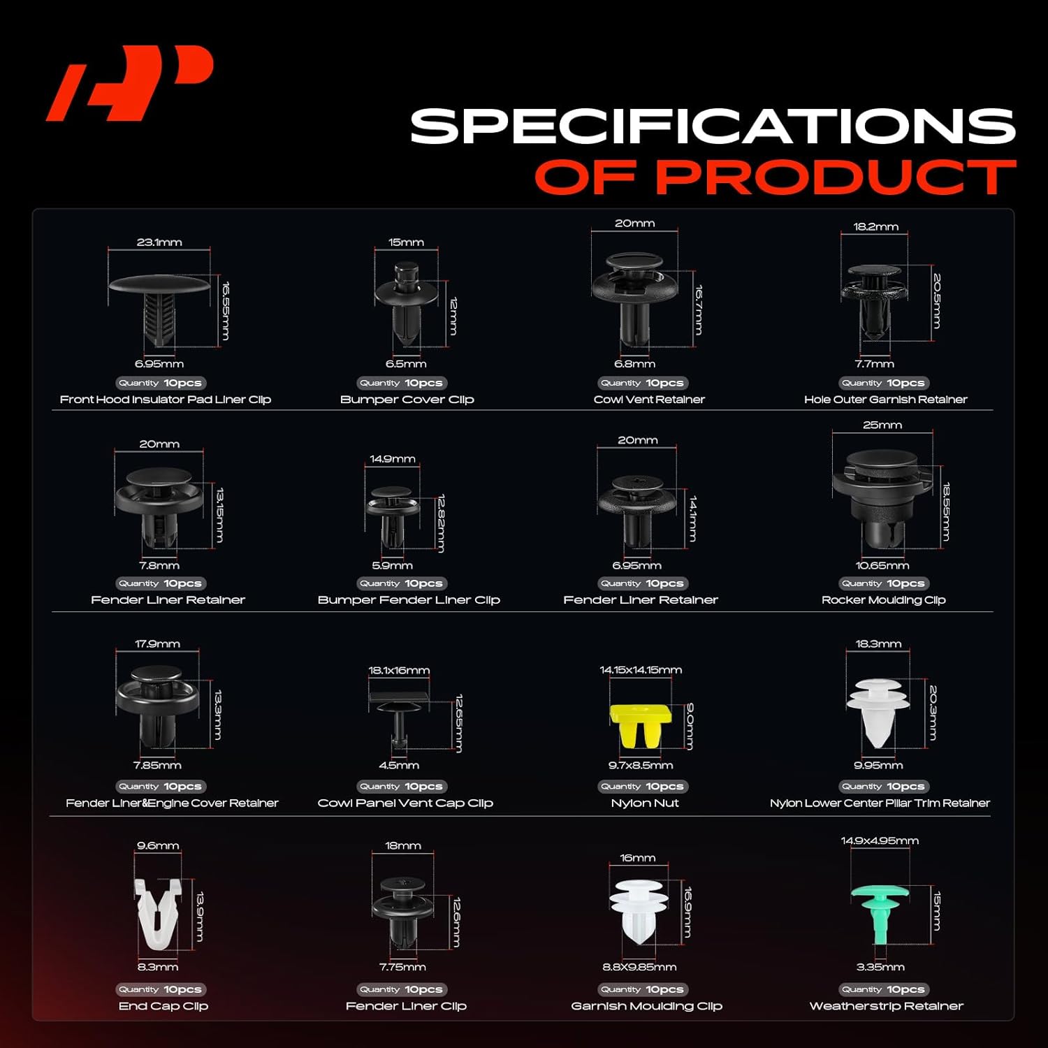 A-Premium 260-Pack (18-Type) Car Retainer Clip Kit Compatible with Subaru Forester 2014 2015 2016 2017 2018 Bumper Fender Retainer Auto Push Pin Plastic Rivet Fastener Replacement, w/Removal Tool