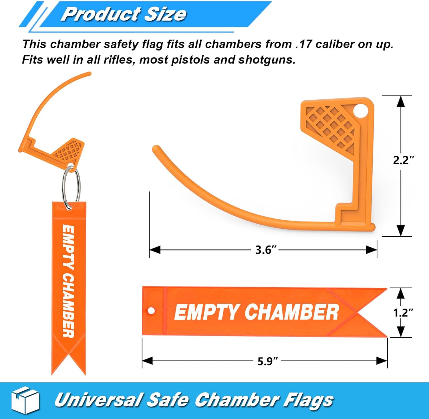 Artemis 12ga Snap Caps Dummy Rounds（12Pcs） & Gun Safe Chamber Flags Comes with Reflective Light Tags (Orange-10PK) for Safe Firearm Training