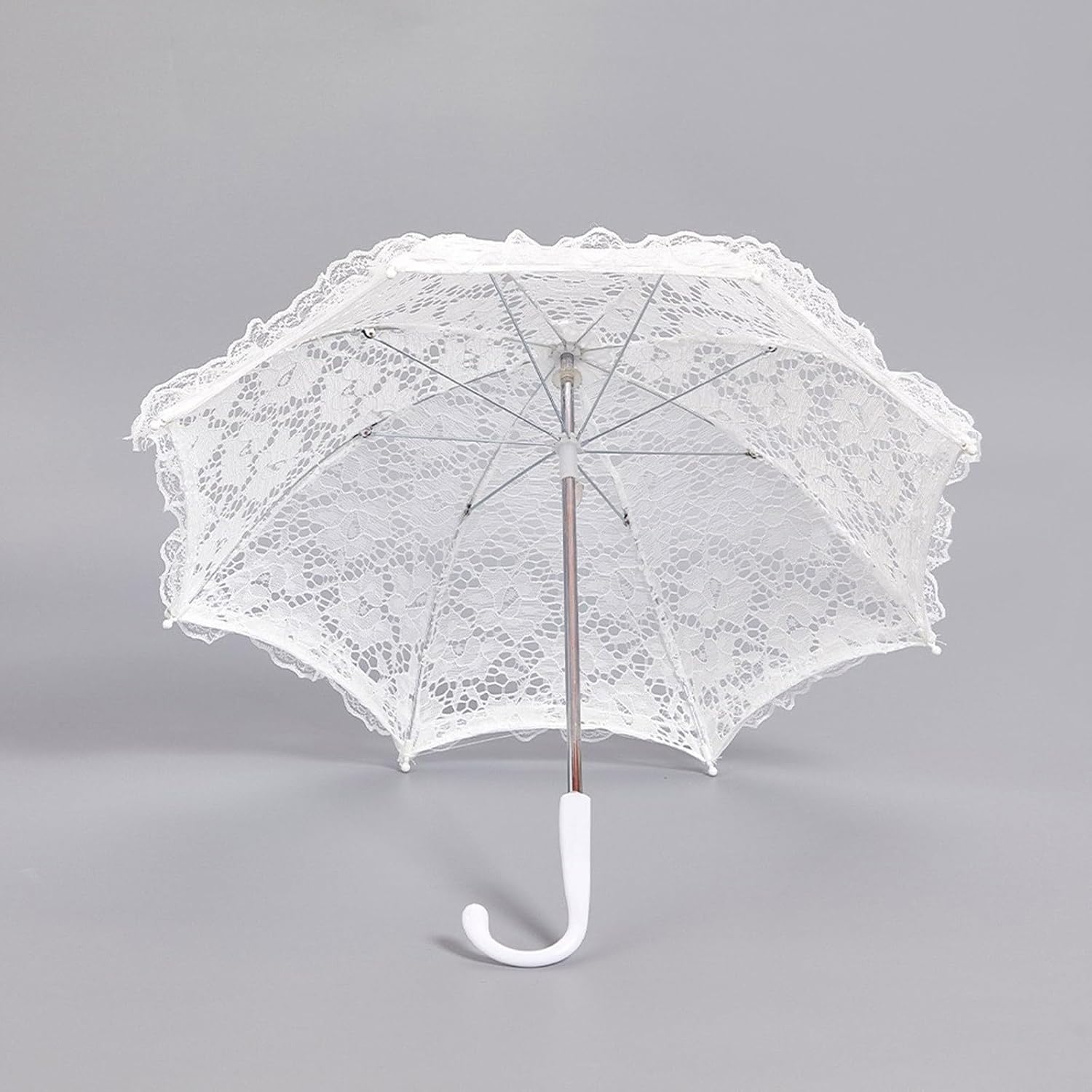 Lace Flower Umbrella with Hollowed Flower for Wedding Ceremony Princess Photo Props for Bride Bridesmaid Lace Wedding